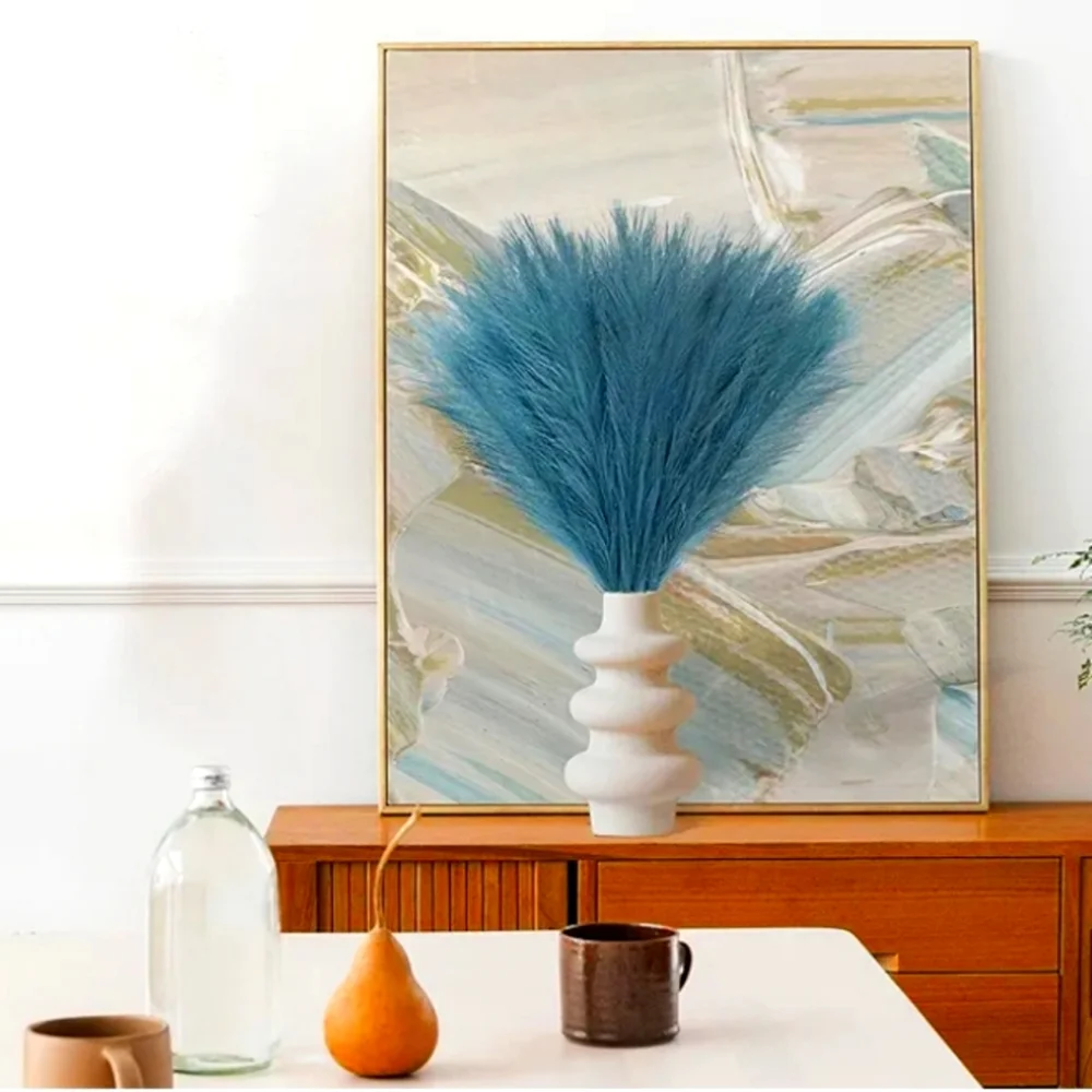 Large Faux Pampas Grass Bundle in Lakeblue - Fluffy Artificial Dried Plants NEW